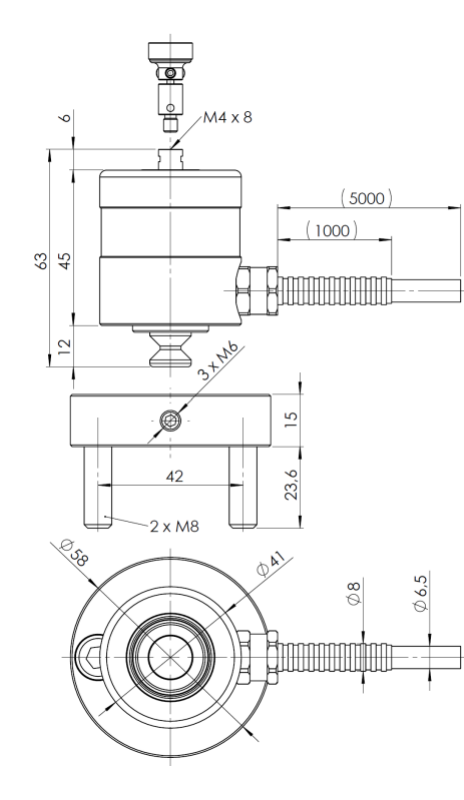 Dimensioned views of the TP1-W-R-PH
