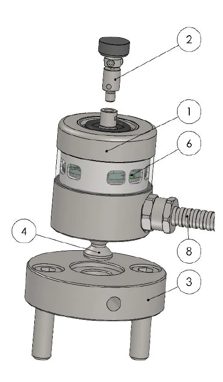 Exploded view of the TP1-W-R-PH with items called out