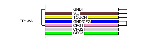 TP1-W wiring for NC / PUSH-PULL
